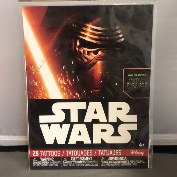 Star Wars 4-pc Set Tattoos Stick Pens Kylo Ren Eraser BB-8 Clip-on Coin Purse - Picture 2 of 9